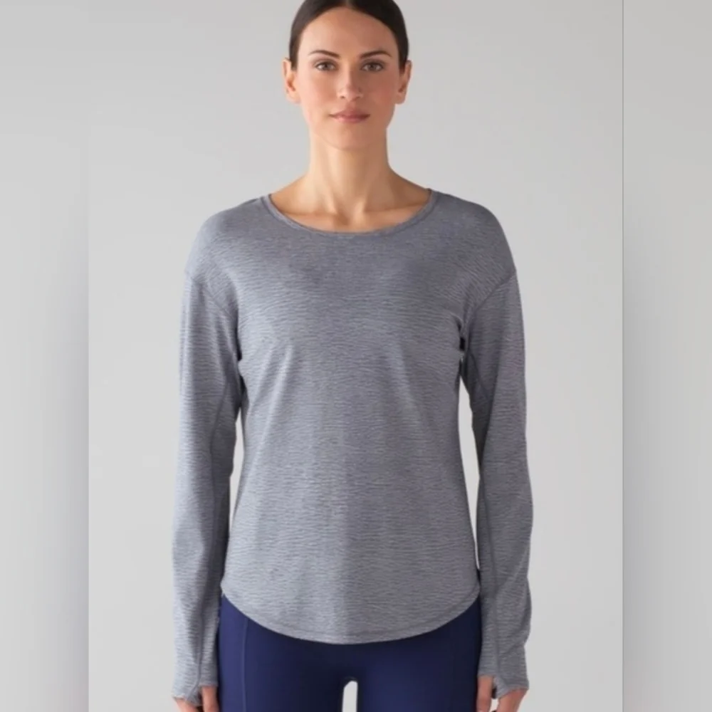 Lululemon Lost In Pace Long Sleeve - Sheer Luon Pebble Jacquard Grey Size 8